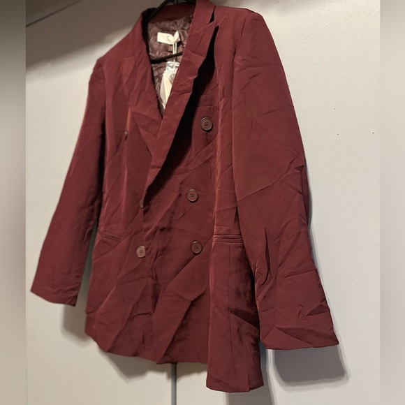 Commense- Double Breasted Burgundy Suit Jacket (Size L) - Picture 3 of 10
